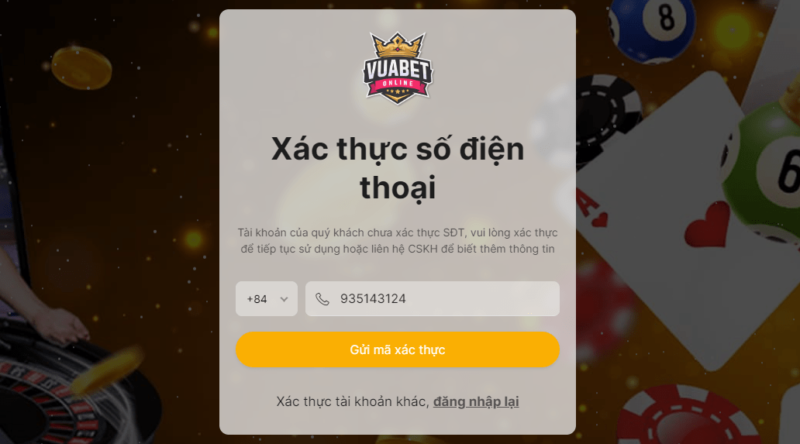 Xác minh tài khoản Vuabet88